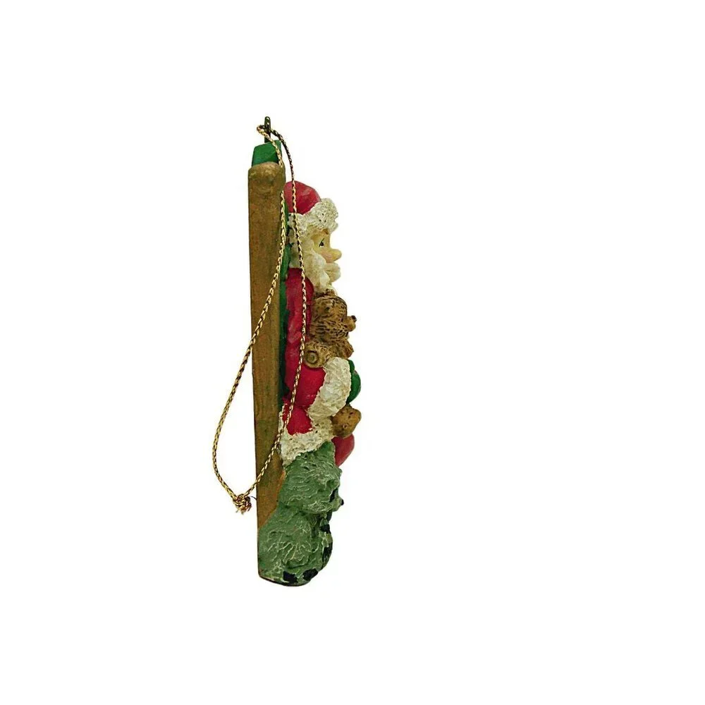 Vintage Santa And Animal Friends Multicolor Christmas Decorative Ornament Resin